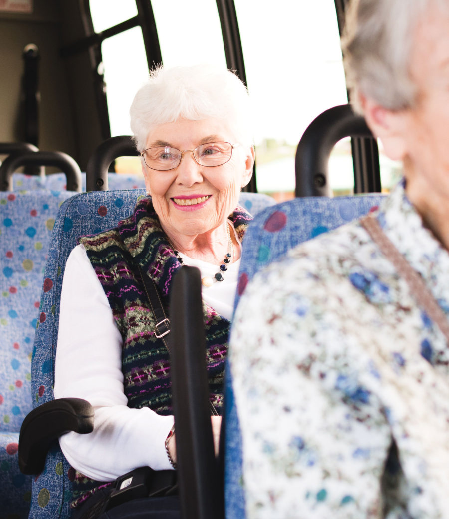 Women riding a bus