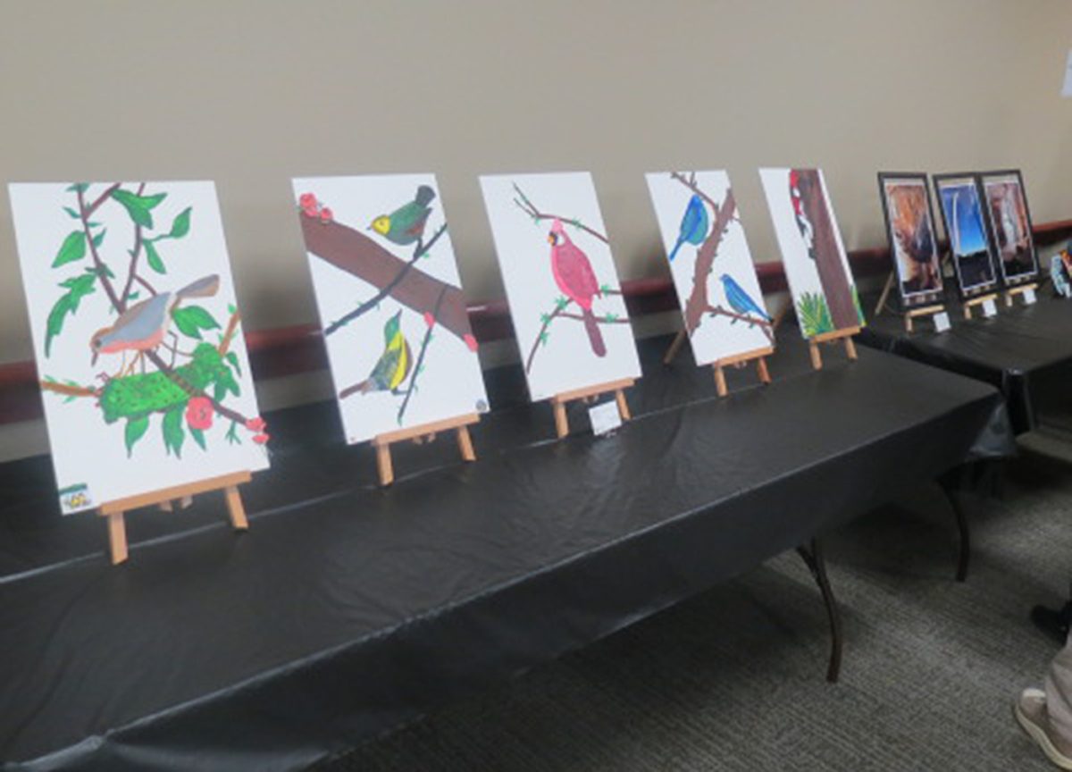 Paintings on easels
